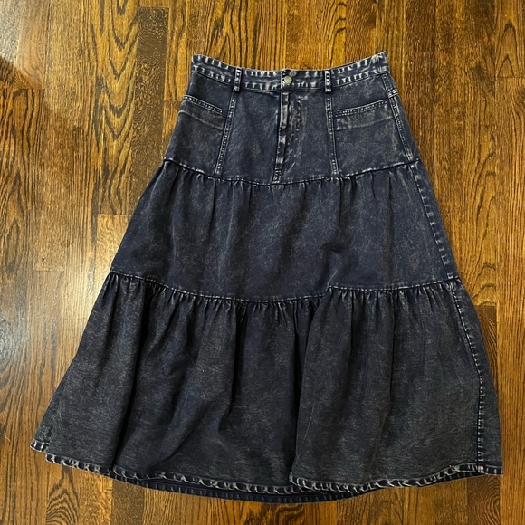 Othila- Anthropologie Navy Denim Midi Skirt - Picture 7 of 9